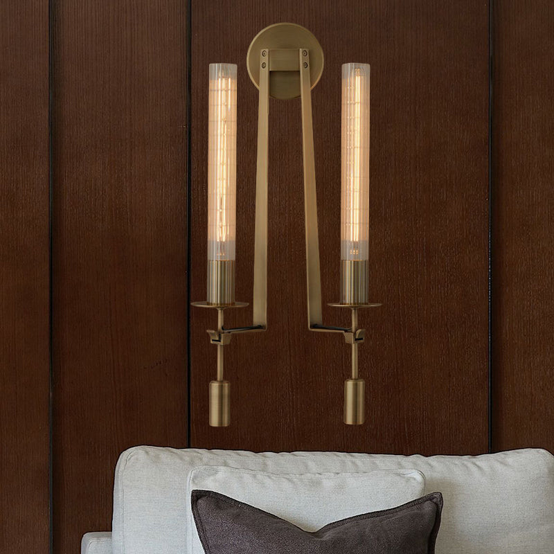 Minimalist Metal Tube Bathroom Wall Mount Light | 1/2-Head Brass/Black/Chrome Sconce Fixture 2 /