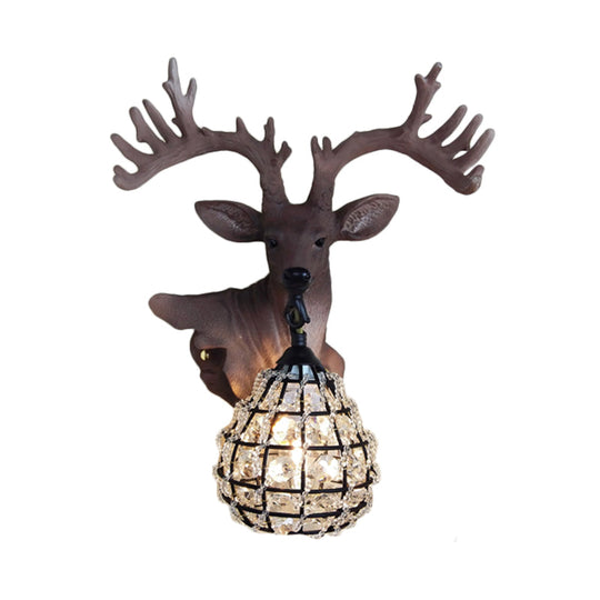 Traditional Resin Elk Wall Sconce - Bedroom Lighting Fixture (1 Light) In Black/Gold Left/Right