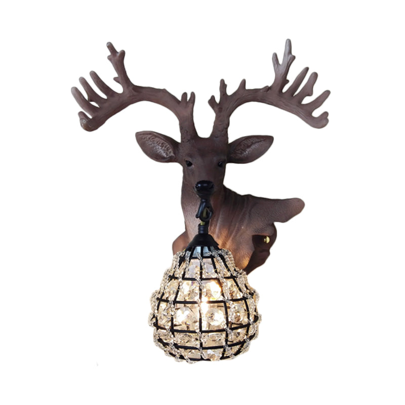 Traditional Resin Elk Wall Sconce - Bedroom Lighting Fixture (1 Light) In Black/Gold Left/Right