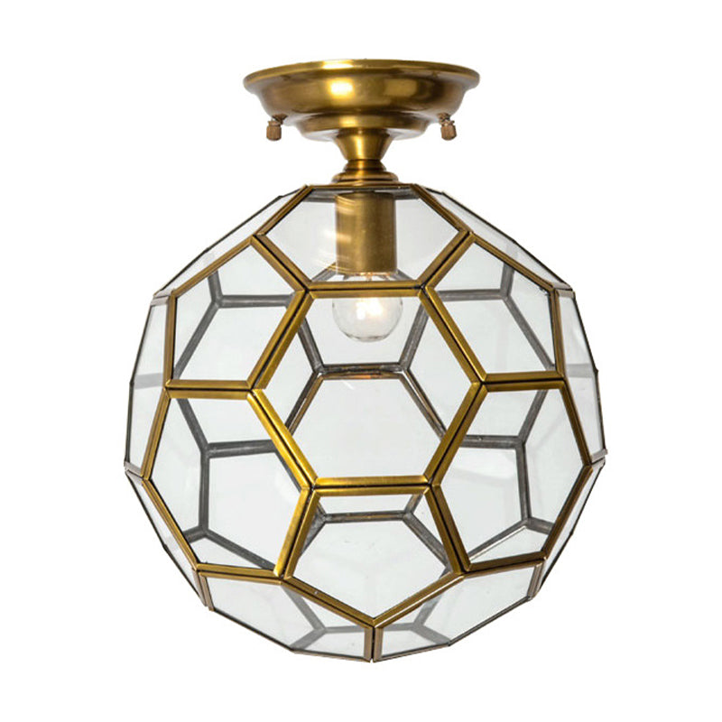 Traditional Glass Semi Flush Ceiling Lamp In Brass - Clear/Cream/Textured White 8 - 16’ Wide