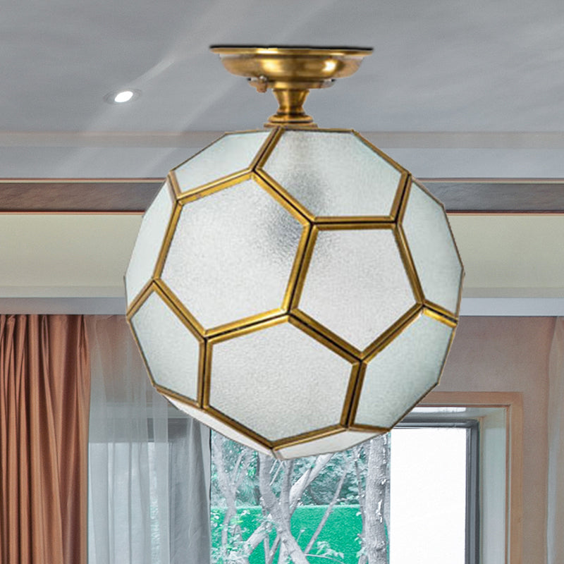 Traditional Glass Semi Flush Ceiling Lamp In Brass - Clear/Cream/Textured White 8 - 16’ Wide