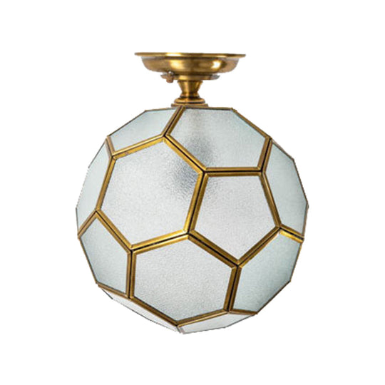 Traditional Glass Semi Flush Ceiling Lamp In Brass - Clear/Cream/Textured White 8 - 16’ Wide