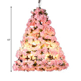 Rustic Pink Christmas Tree Chandelier: Metallic Wine Club Led Pendant Light