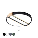 16/19.5 Nordic Led Flushmount Ceiling Light - White/Grey/Green Round Acrylic Shade