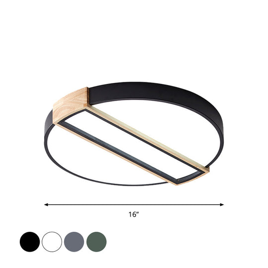 16/19.5 Nordic Led Flushmount Ceiling Light - White/Grey/Green Round Acrylic Shade