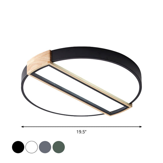 16’/19.5’ Nordic Led Flushmount Ceiling Light - White/Grey/Green Round Acrylic Shade