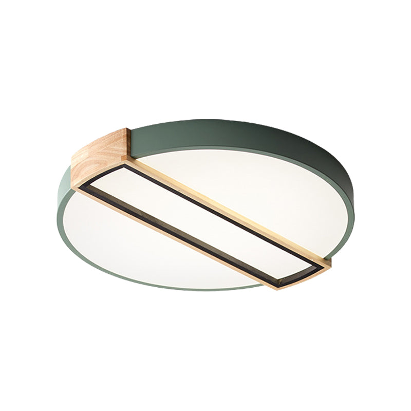 16/19.5 Nordic Led Flushmount Ceiling Light - White/Grey/Green Round Acrylic Shade