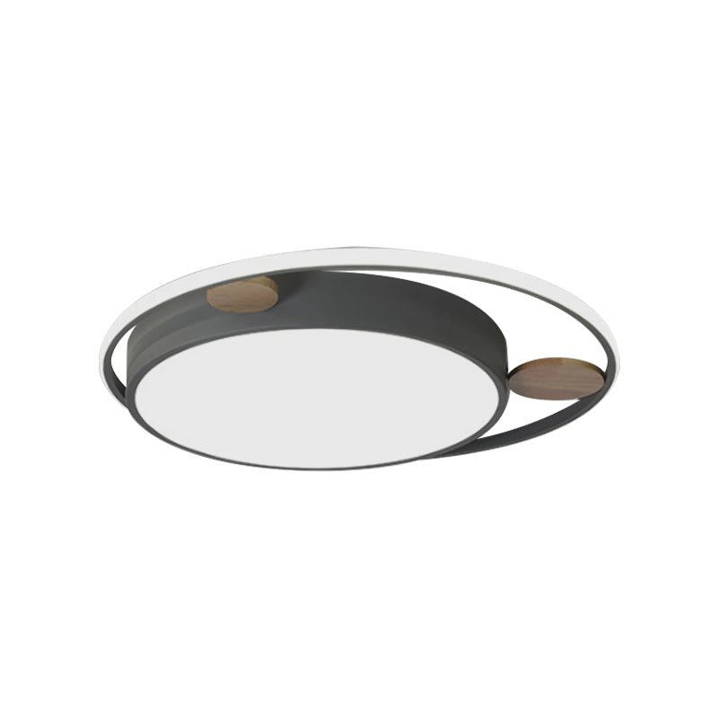 Modern Bear Head Led Flushmount Ceiling Light With Wood Accent - 18’/21.5’ Wide Cartoon Acrylic