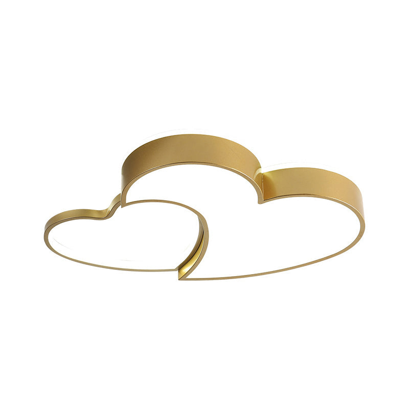 Dual - Heart Kid’s Flush Light: Acrylic Macaron Led Ceiling Lamp In Pink/Blue/Gold 21.5’/25.5’ Wide