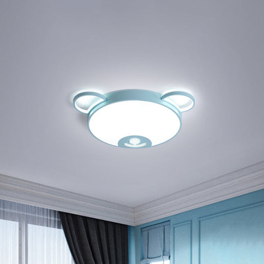 Bear Acrylic Ceiling Lamp: Cartoon Pink/Blue Led Flush Mount Light Fixture (16.5’/20.5’ Width)