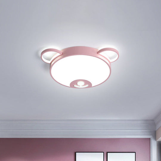 Bear Acrylic Ceiling Lamp: Cartoon Pink/Blue Led Flush Mount Light Fixture (16.5’/20.5’ Width)