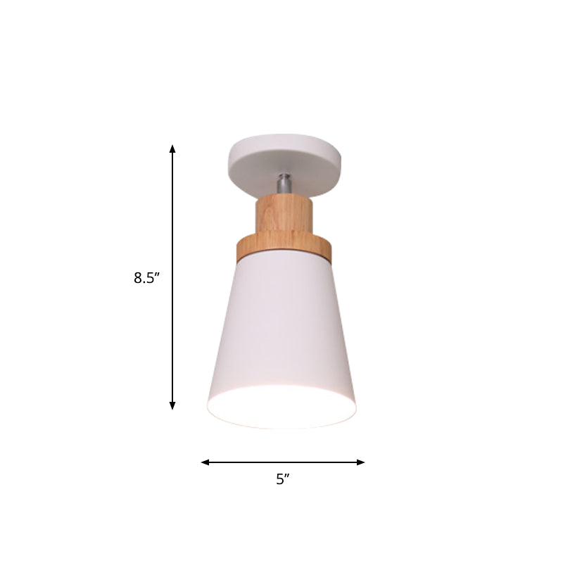 Nordic Metal 1 - Light Flush Mount Ceiling Lamp With Pivot Joint - Wood Finish And Color Options