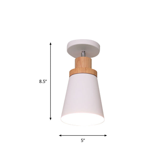 Nordic Metal 1 - Light Flush Mount Ceiling Lamp With Pivot Joint - Wood Finish And Color Options