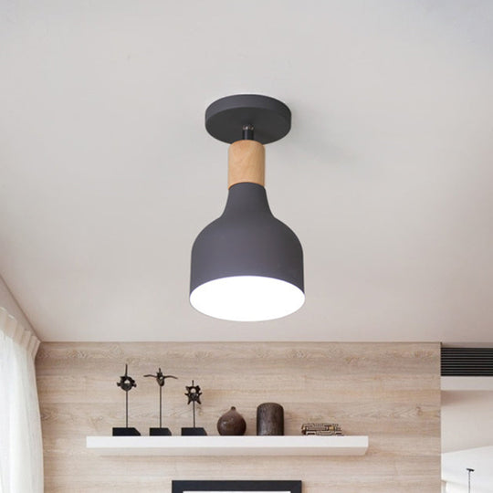 Nordic Metal 1 - Light Flush Mount Ceiling Lamp With Pivot Joint - Wood Finish And Color Options