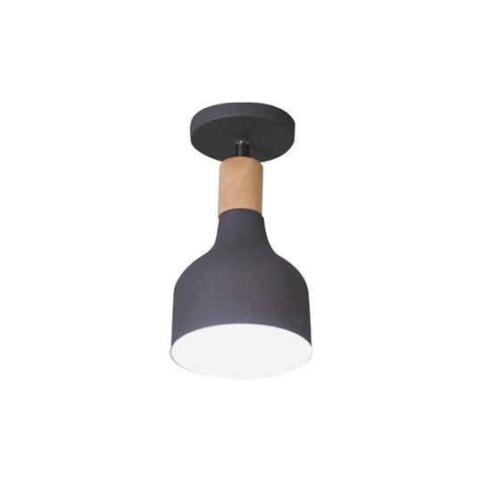Nordic Metal 1 - Light Flush Mount Ceiling Lamp With Pivot Joint - Wood Finish And Color Options