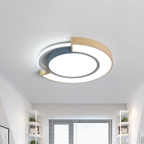 Metal Led Ceiling Light In Macaron Grey/Green With Warm/White - 16.5’/20.5’ Width