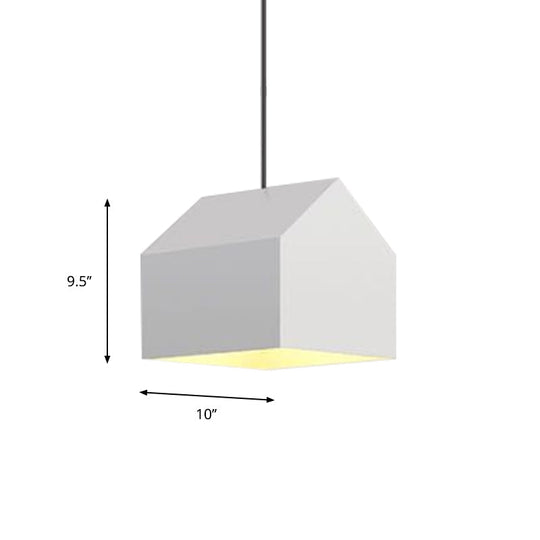 Nordic White House Pendant Light - 1-Light Hanging Lamp Kit With Metal Shade