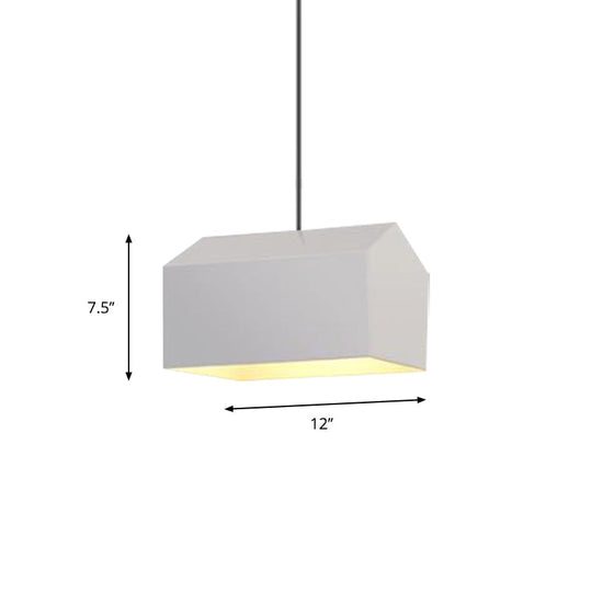 Nordic White House Pendant Light - 1-Light Hanging Lamp Kit With Metal Shade