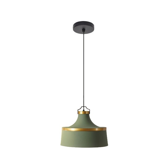 Nordic Style Aluminum Barn Pendant Light Kit In Black/Blue/Grey - Single-Bulb Hanging Ceiling