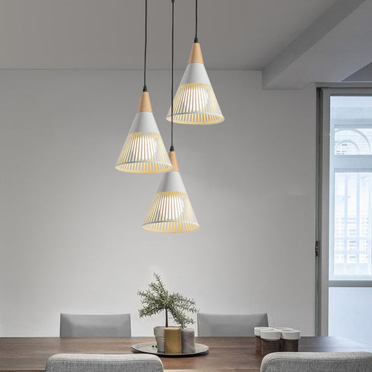 Nordic Metal Hanging Pendant Light With 3 Round/Linear Heads Black/Grey/White Multi Ceiling &