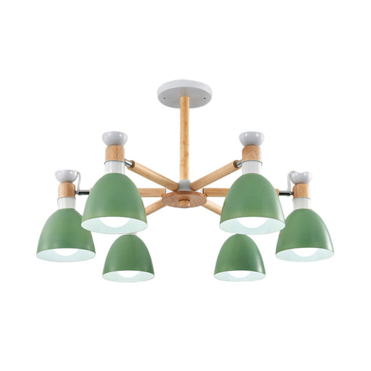 Macaroon Dome Hanging Light Fixture With 6 Bulbs - Elegant Living Room Lamp