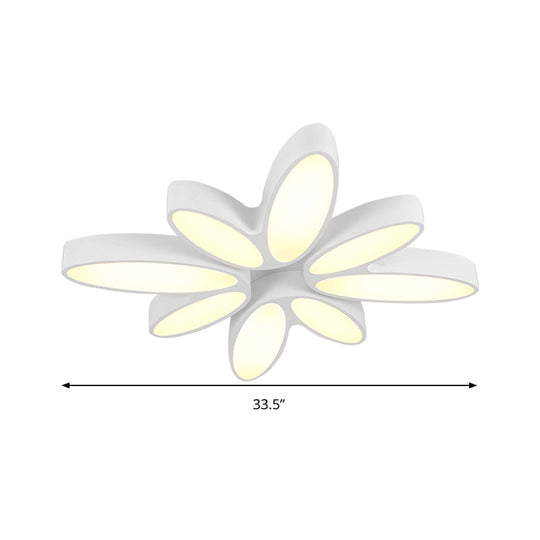 Creative Acrylic Ceiling Lamp For Childs Bedroom - White 8-Petal Blossom Design