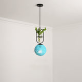 Macaron 1-Head Rattan Hanging Ceiling Light In Beige/Red/Pink With Plant Pot - Kitchen Pendant