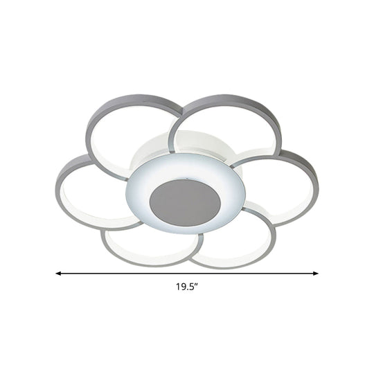 Modern Acrylic Blossom Led Ceiling Light In White For Kid’s Bedroom - Flush Mount Fixture