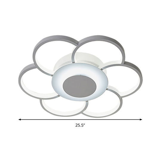Modern Acrylic Blossom Led Ceiling Light In White For Kid’s Bedroom - Flush Mount Fixture