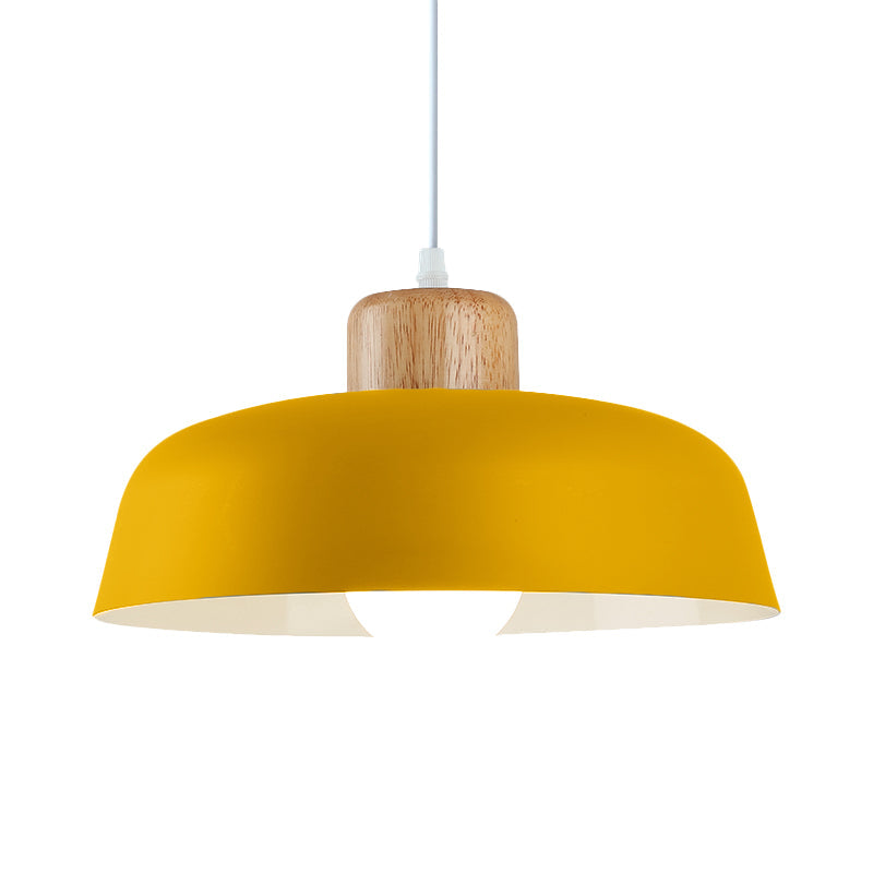 Bowl Shade Pendant Lamp - Metallic Macaron Hanging Light In Pink/Blue/Yellow