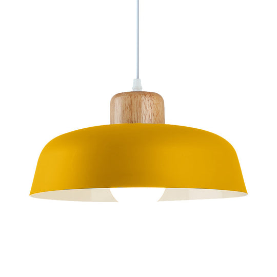 Bowl Shade Pendant Lamp - Metallic Macaron Hanging Light In Pink/Blue/Yellow