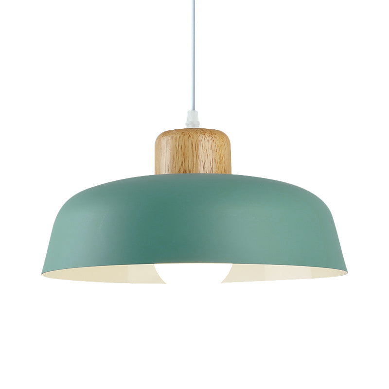 Bowl Shade Pendant Lamp - Metallic Macaron Hanging Light In Pink/Blue/Yellow
