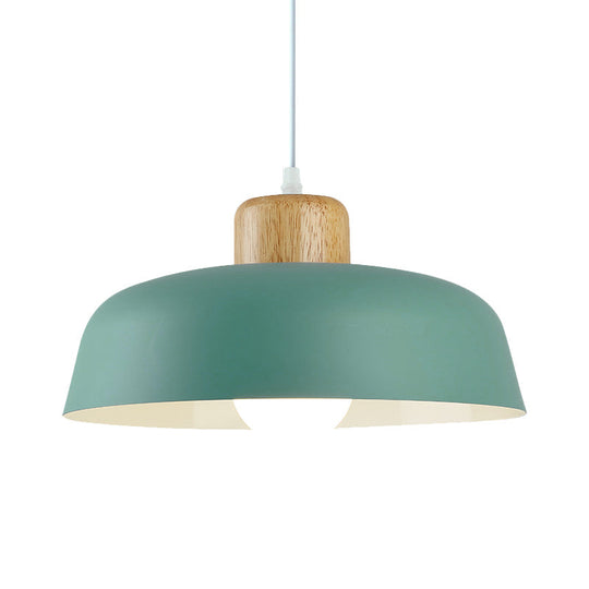 Bowl Shade Pendant Lamp - Metallic Macaron Hanging Light In Pink/Blue/Yellow