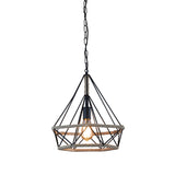 Rustic Single-Bulb Pendant Lamp With Natural Rope - Black/Brown Brown / A