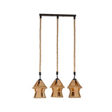 Country Cabin Pendant Lamp With Hand-Wrapped Rope Cluster And Multiple Bulbs - Brown Finish