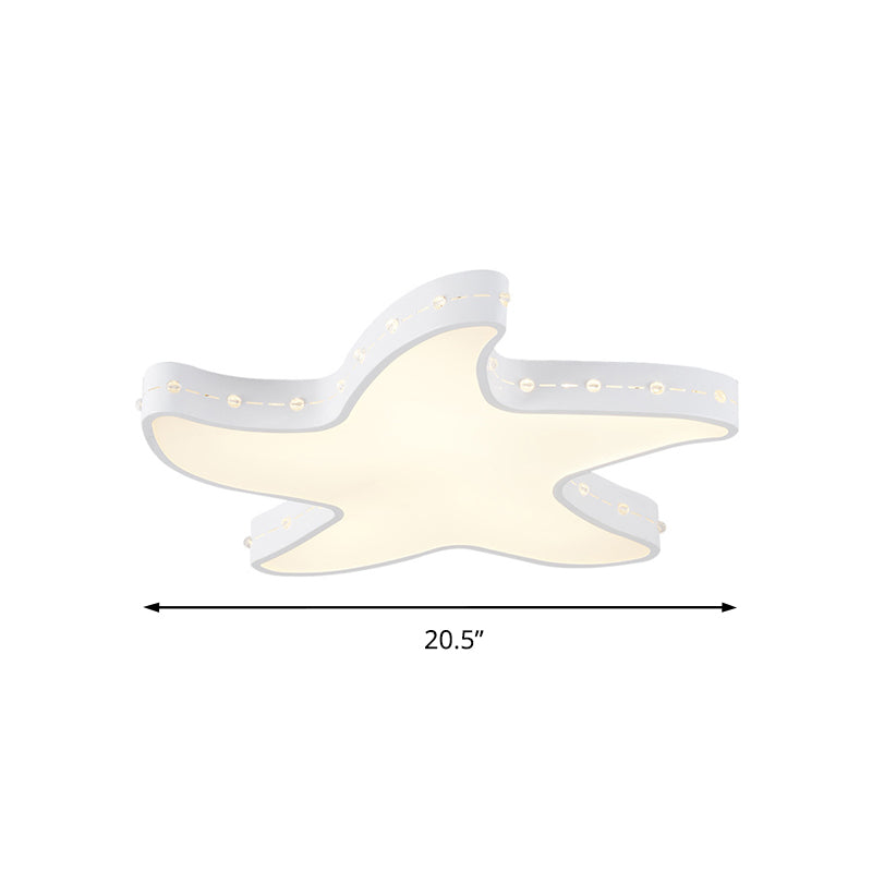 Stylish Led Ceiling Lamp In White For Baby Room With Starfish Design