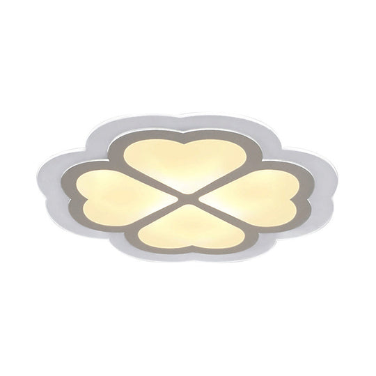 Loving Heart Petal Flush Ceiling Light - Romantic Acrylic Led Lamp For Nursing Room (White)