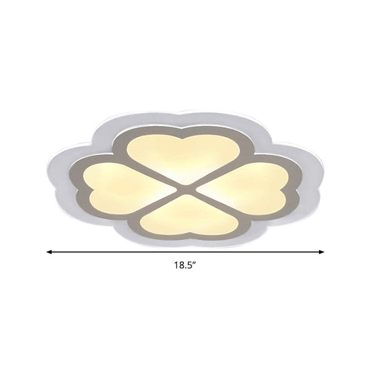 Loving Heart Petal Flush Ceiling Light - Romantic Acrylic Led Lamp For Nursing Room (White)