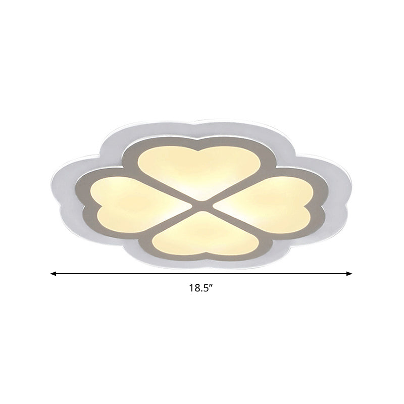 Loving Heart Petal Flush Ceiling Light - Romantic Acrylic Led Lamp For Nursing Room (White)