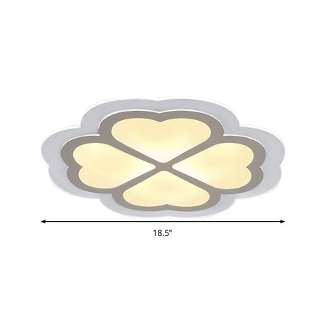 Loving Heart Petal Flush Ceiling Light - Romantic Acrylic Led Lamp For Nursing Room (White)