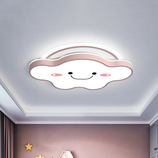 Cartoon Acrylic Cloud Led Flush Mount Ceiling Lamp In White Light - Gold/Blue/Pink 19.5’/25.5’