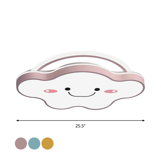 Cartoon Acrylic Cloud Led Flush Mount Ceiling Lamp In White Light - Gold/Blue/Pink 19.5’/25.5’ Wide