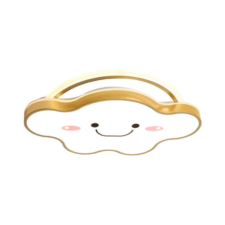 Cartoon Acrylic Cloud Led Flush Mount Ceiling Lamp In White Light - Gold/Blue/Pink 19.5/25.5 Wide