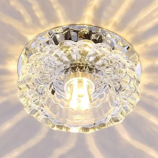 Clear Crystal Floral Flush Mount Ceiling Fixture