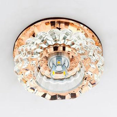Crystal Floral Flush Mount Ceiling Fixture Amber / White