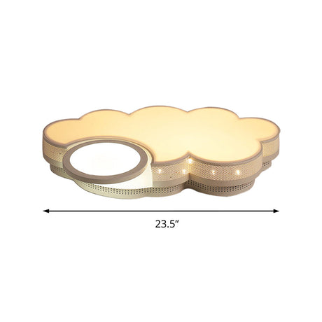 Modern White Flush Mount Led Ceiling Lamp For Baby Room Cloud Acrylic Metal Light Fixture