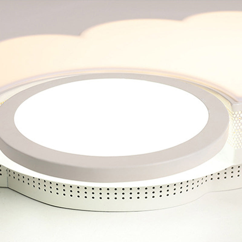 Modern White Flush Mount Led Ceiling Lamp For Baby Room – Cloud Acrylic Metal Light Fixture