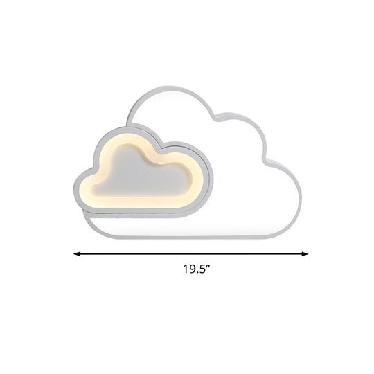 White Cloud Led Ceiling Light For Kid’s Bedroom - Contemporary Acrylic Lamp