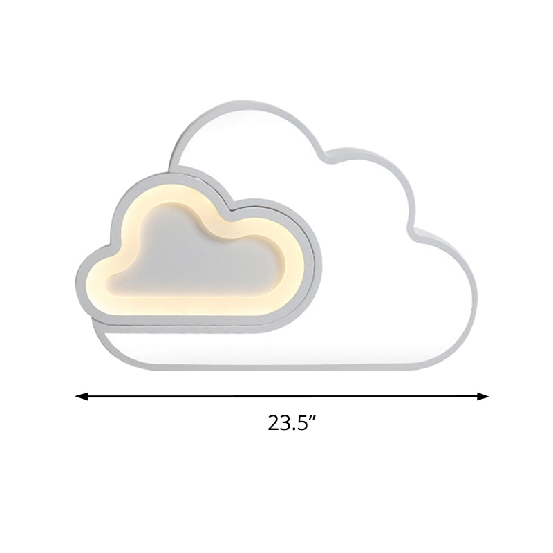 White Cloud Led Ceiling Light For Kid’s Bedroom - Contemporary Acrylic Lamp