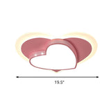 Adorable Pink Heart Led Ceiling Lamp For Girls Bedroom - Acrylic & Metal Construction